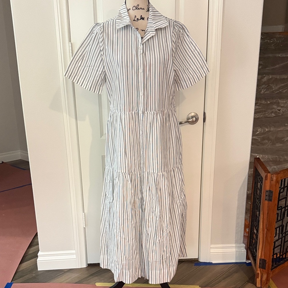 Evereve Ella Midi Stripe Shirt Dress NWT - Picture 2 of 11